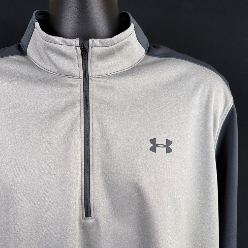 Under Armour Heat Gear Infared  Mens 1/4 Zip Performance Pullover Gray & Blue XL
